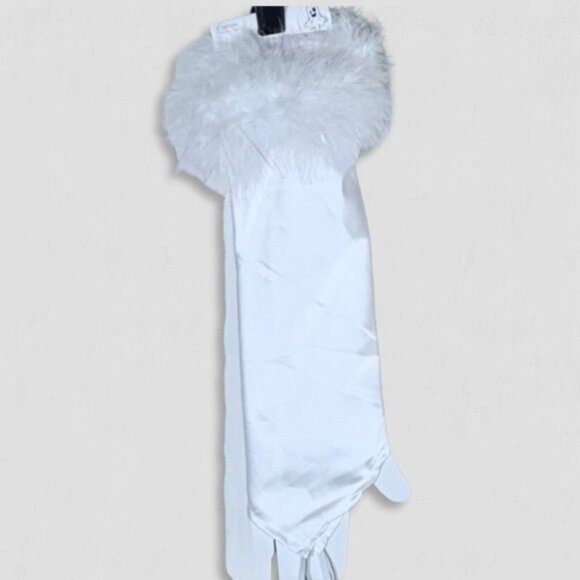 NWT Feathered Wrist Trim Fingerless Gloves Angel Costume Accessory White OS - Picture 1 of 5